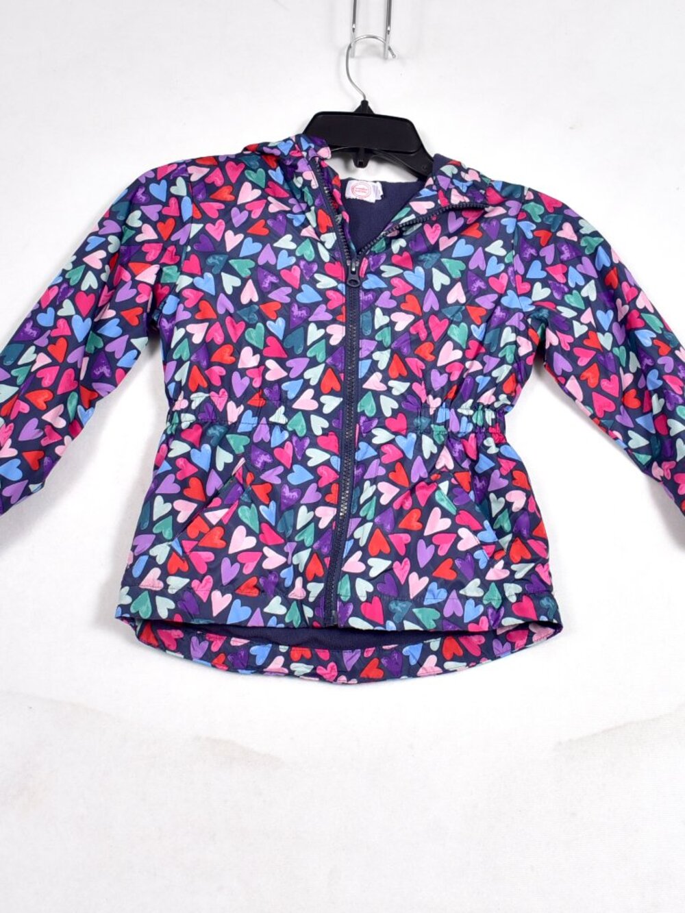 Wonder Nation Girls Heart Print Size XS 4-5 Lined Rain Jacket with Hood